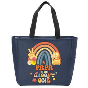 Papa Of The Groovy One Rainbow Boho Birthday Party Zip Tote Bag