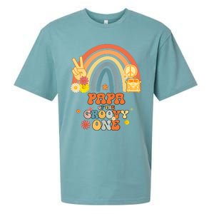 Papa Of The Groovy One Rainbow Boho Birthday Party Sueded Cloud Jersey T-Shirt