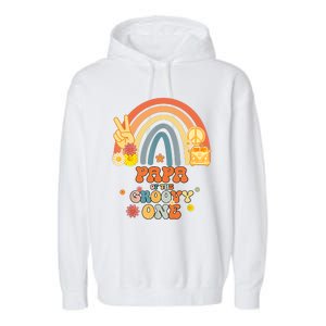 Papa Of The Groovy One Rainbow Boho Birthday Party Garment-Dyed Fleece Hoodie