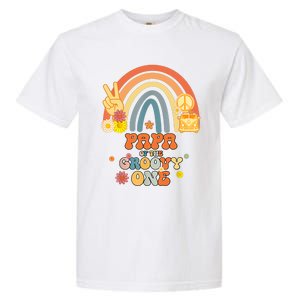 Papa Of The Groovy One Rainbow Boho Birthday Party Garment-Dyed Heavyweight T-Shirt