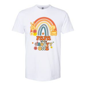 Papa Of The Groovy One Rainbow Boho Birthday Party Softstyle CVC T-Shirt