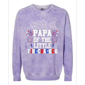 Papa Of The Little Firecracker Gift 4th Of July Birthday Gift Colorblast Crewneck Sweatshirt