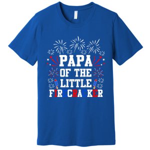 Papa Of The Little Firecracker Gift 4th Of July Birthday Gift Premium T-Shirt