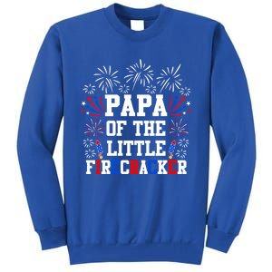 Papa Of The Little Firecracker Gift 4th Of July Birthday Gift Tall Sweatshirt