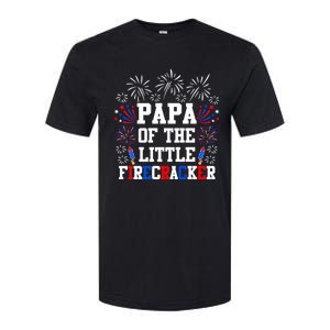 Papa Of The Little Firecracker Gift 4th Of July Birthday Gift Softstyle CVC T-Shirt