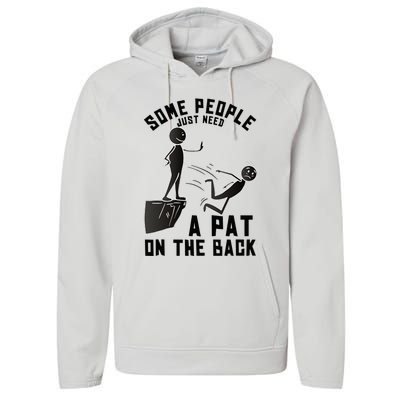 Pat On The Back Funny Adult Sarcastic Design Performance Fleece Hoodie