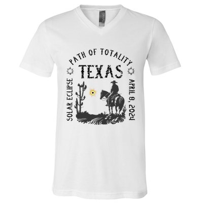 Path Of Totality Texas Solar Eclipse V-Neck T-Shirt