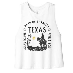 Path Of Totality Texas Solar Eclipse Women's Racerback Cropped Tank