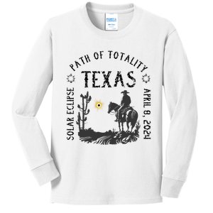 Path Of Totality Texas Solar Eclipse Kids Long Sleeve Shirt