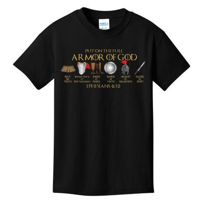 Put on the Full Armor of GodShield Ephesians 611 Christian Kids T-Shirt