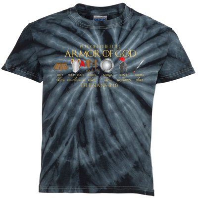 Put on the Full Armor of GodShield Ephesians 611 Christian Kids Tie-Dye T-Shirt