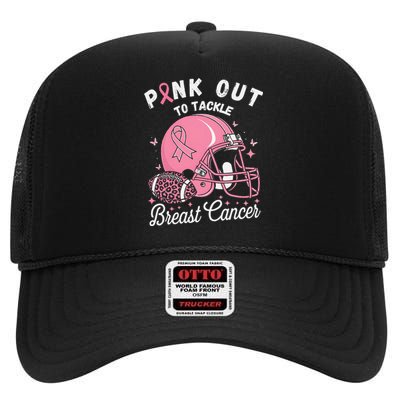 Pin.K Out Tackle Breast Cancer Awareness American Football High Crown Mesh Back Trucker Hat