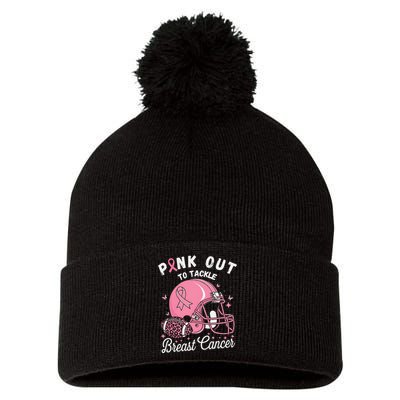 Pin.K Out Tackle Breast Cancer Awareness American Football Pom Pom 12in Knit Beanie