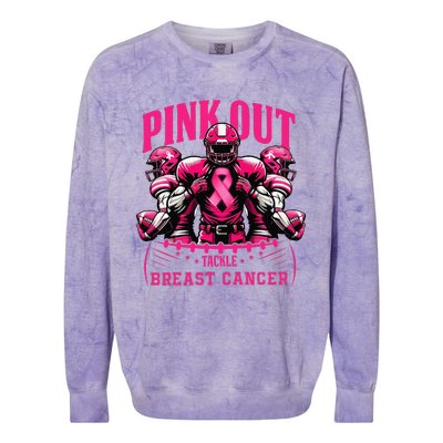 Pin.K Out Tackle Breast Cancer Awareness Football Pin.K Ribbon Colorblast Crewneck Sweatshirt