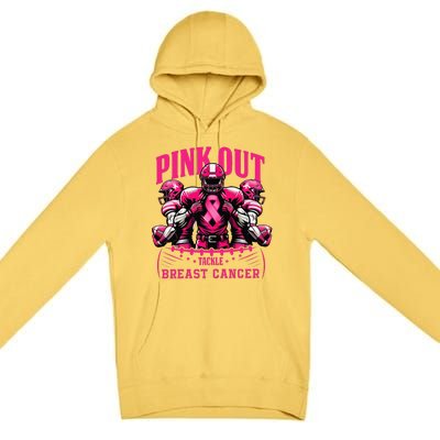 Pin.K Out Tackle Breast Cancer Awareness Football Pin.K Ribbon Premium Pullover Hoodie