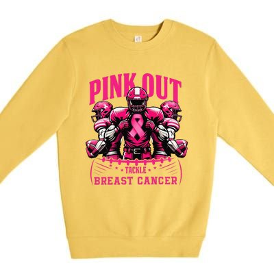 Pin.K Out Tackle Breast Cancer Awareness Football Pin.K Ribbon Premium Crewneck Sweatshirt