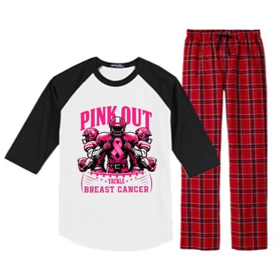 Pin.K Out Tackle Breast Cancer Awareness Football Pin.K Ribbon Raglan Sleeve Pajama Set