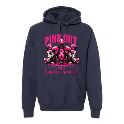 Pin.K Out Tackle Breast Cancer Awareness Football Pin.K Ribbon Premium Hoodie