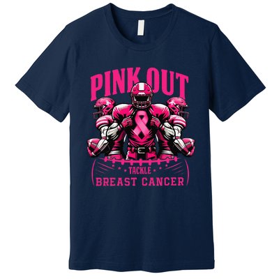 Pin.K Out Tackle Breast Cancer Awareness Football Pin.K Ribbon Premium T-Shirt