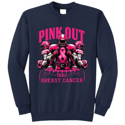 Pin.K Out Tackle Breast Cancer Awareness Football Pin.K Ribbon Tall Sweatshirt