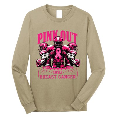 Pin.K Out Tackle Breast Cancer Awareness Football Pin.K Ribbon Long Sleeve Shirt