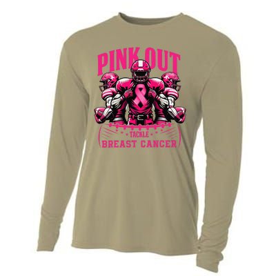 Pin.K Out Tackle Breast Cancer Awareness Football Pin.K Ribbon Cooling Performance Long Sleeve Crew