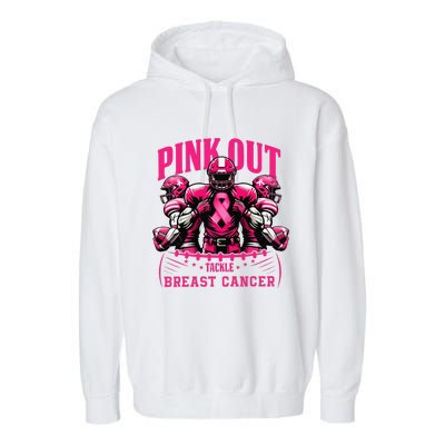 Pin.K Out Tackle Breast Cancer Awareness Football Pin.K Ribbon Garment-Dyed Fleece Hoodie