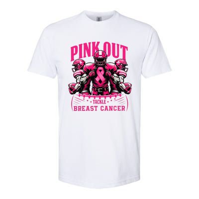 Pin.K Out Tackle Breast Cancer Awareness Football Pin.K Ribbon Softstyle CVC T-Shirt