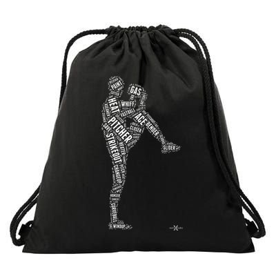 Pitcher On The Mound Baseball Lifestyle Drawstring Bag