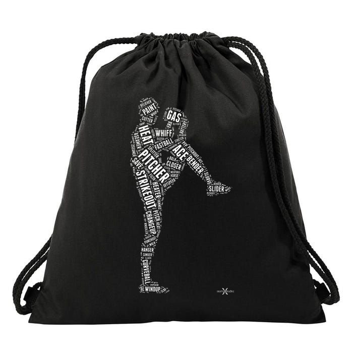 Pitcher On The Mound Baseball Lifestyle Drawstring Bag