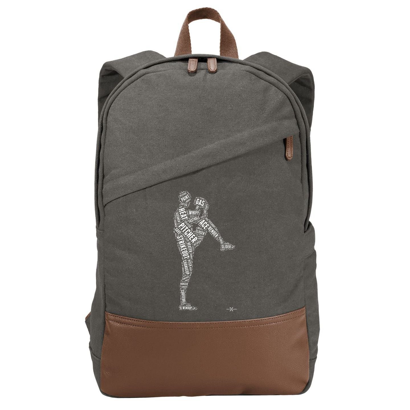 Pitcher On The Mound Baseball Lifestyle Cotton Canvas Backpack