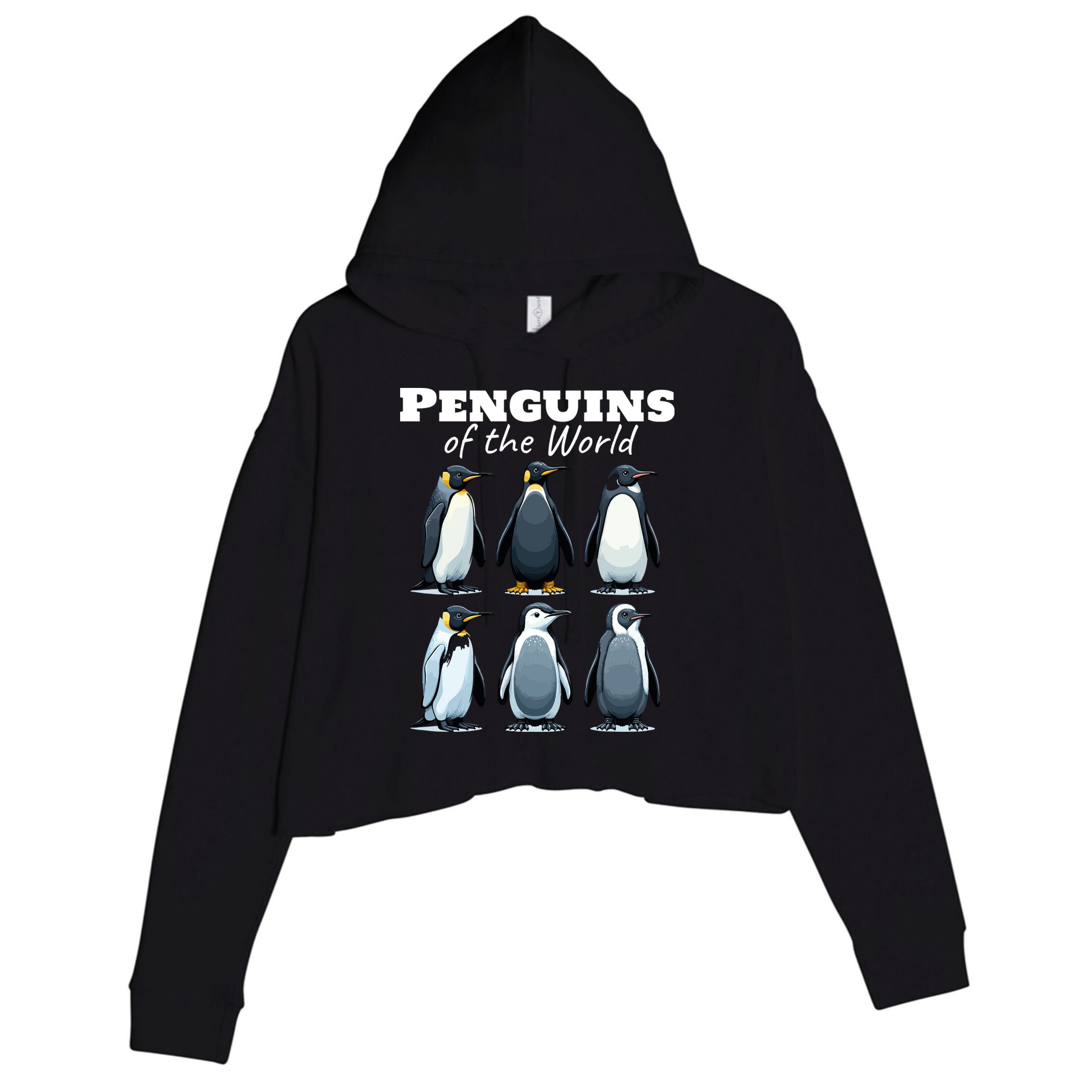 Penguins Of The World Crop Fleece Hoodie