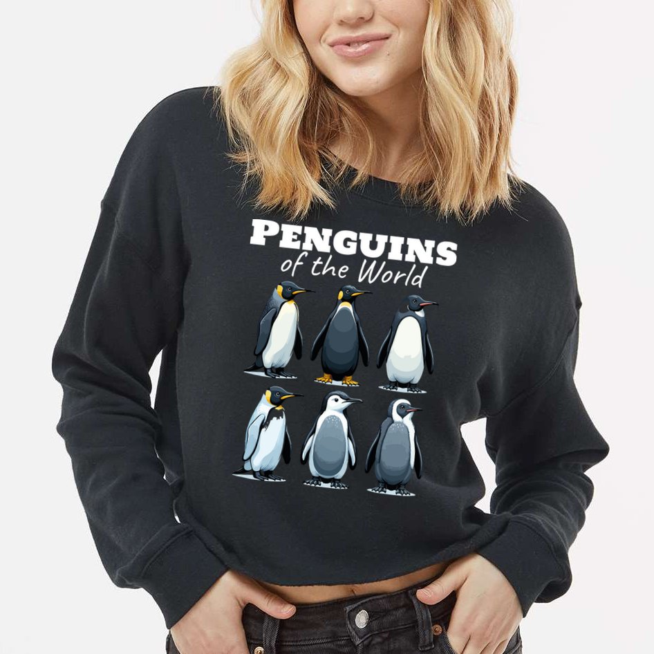 Penguins Of The World Cropped Pullover Crew