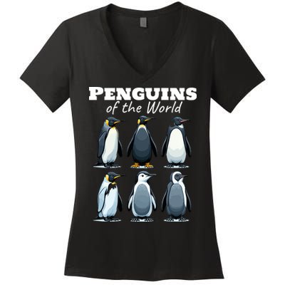 Penguins Of The World Women's V-Neck T-Shirt