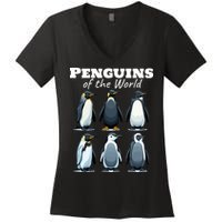 Penguins Of The World Women's V-Neck T-Shirt