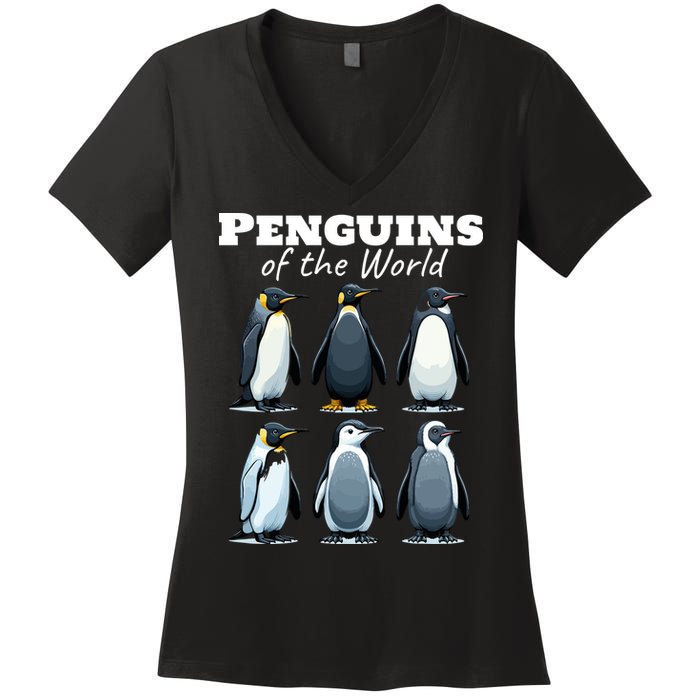 Penguins Of The World Women's V-Neck T-Shirt