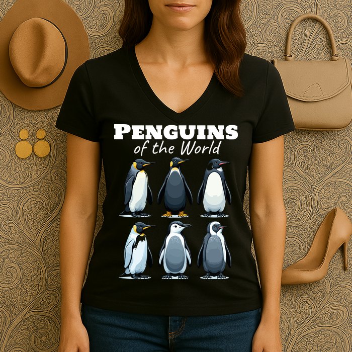 Penguins Of The World Women's V-Neck T-Shirt