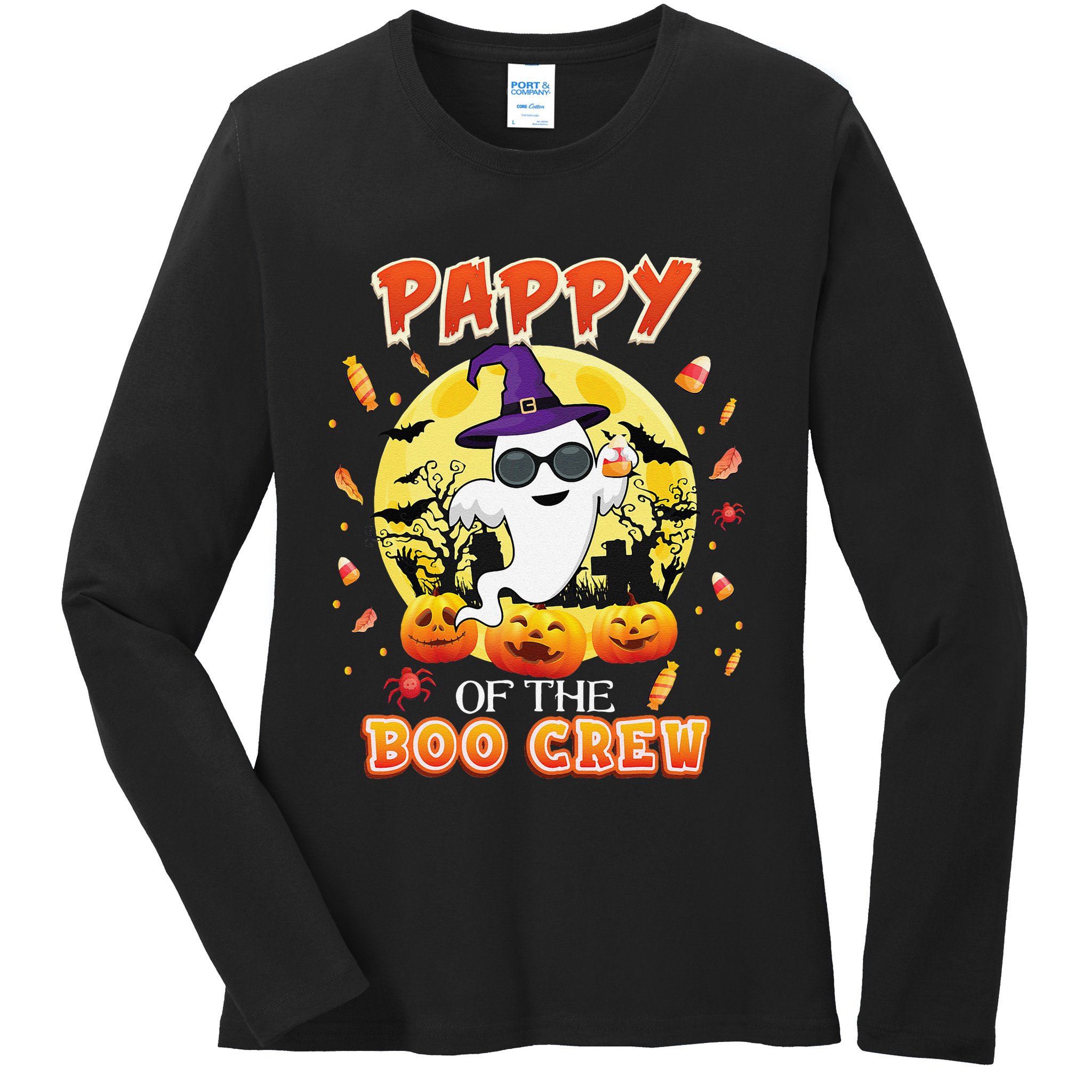 Pappy Of The Boo Crew Halloween Cute Ghost Pumpkin Scary Ladies Long Sleeve Shirt