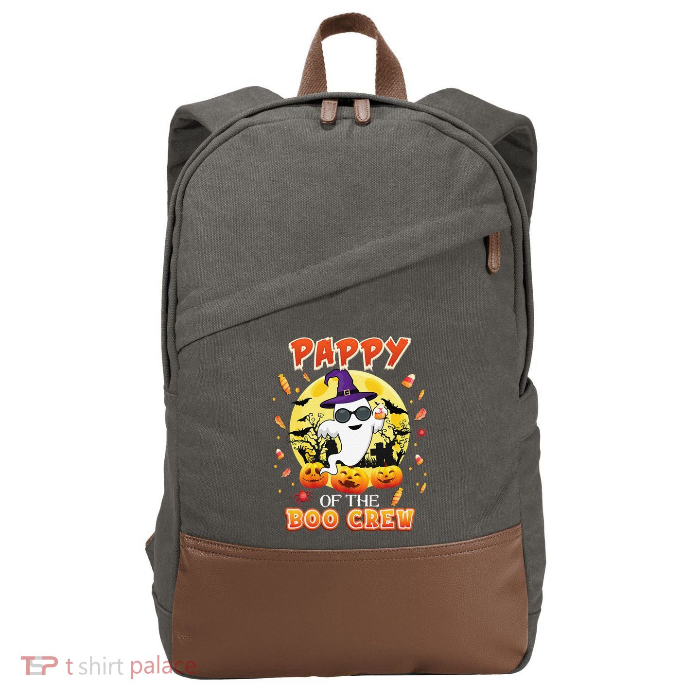 Pappy Of The Boo Crew Halloween Cute Ghost Pumpkin Scary Cotton Canvas Backpack
