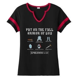 Put On The Full Armor Of God Funny Saying Christian Ladies Halftime Notch Neck Tee