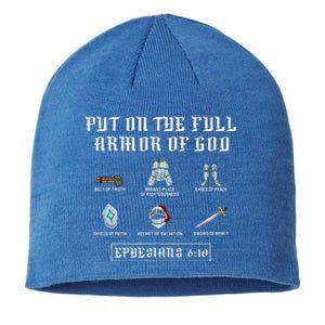 Put On The Full Armor Of God Funny Saying Christian Sustainable Beanie