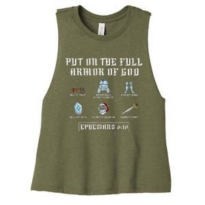 Put On The Full Armor Of God Funny Saying Christian Women's Racerback Cropped Tank