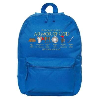 Put on the Full Armor of God Shield Ephesians 611 Christian 16 in Basic Backpack