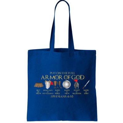 Put on the Full Armor of God Shield Ephesians 611 Christian Tote Bag