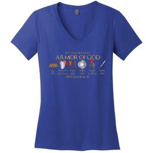 Put on the Full Armor of God Shield Ephesians 611 Christian Women's V-Neck T-Shirt