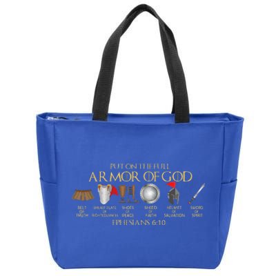 Put on the Full Armor of God Shield Ephesians 611 Christian Zip Tote Bag