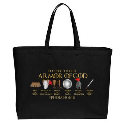 Put on the Full Armor of God Shield Ephesians 611 Christian Cotton Canvas Jumbo Tote