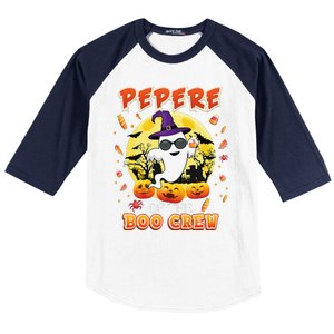 Pepere Of The Boo Crew Halloween Cute Ghost Pumpkin Scary Baseball Sleeve Shirt