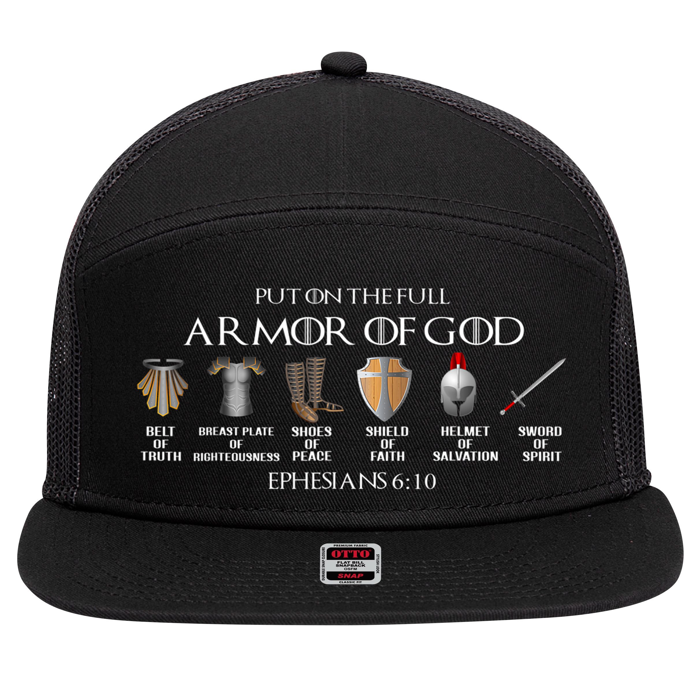 Put On The Full Armor Of God Belt Of Truth Breast Plate Of 7 Panel Mesh Trucker Snapback Hat