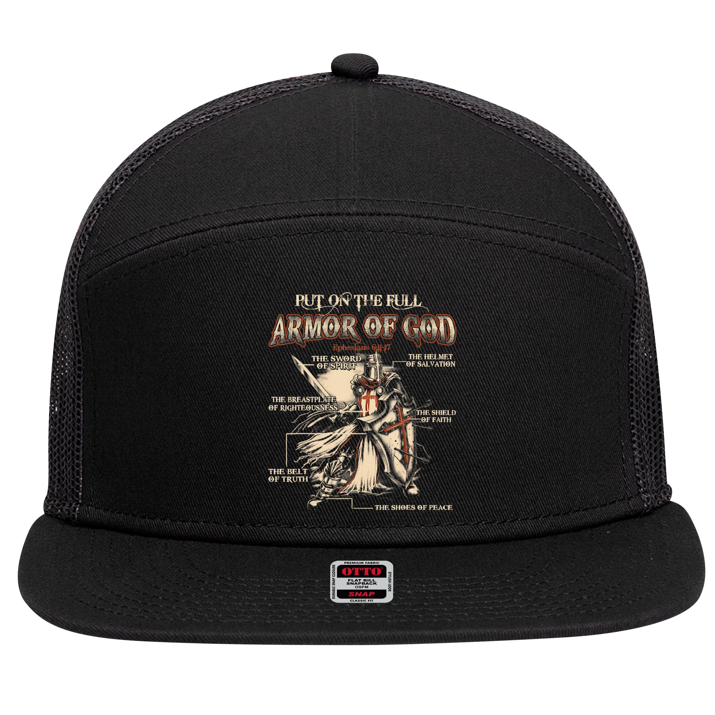 Put On The Full Armor Of God Jesus 7 Panel Mesh Trucker Snapback Hat